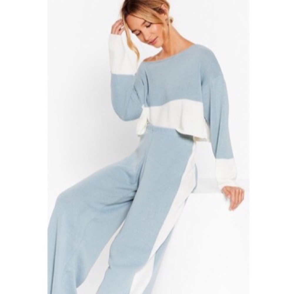 Nasty Gal Stripe on the Sofa Wide Leg Lounge Set